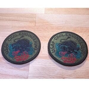 USAF Air Force Civil Engineering Prime Beef OD Green 3" Embroidered Set‎ of 2
